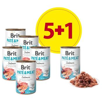 Brit Care Pate and Meat набір вологого корму для собак 5+1 шт х 400 г - лосось - купить, цены на MasterZoo - фото 1