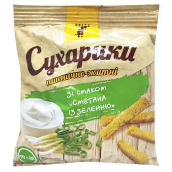 Сухарики 7 пшеничні зі смаком сметани із зеленню 90г