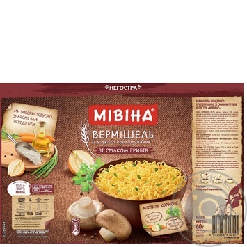 Mivina Noodles with mushroom flavour 60g - buy, prices for MegaMarket - photo 2