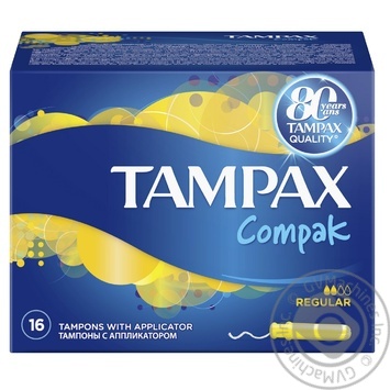 Тампоны Tampax Compak Regular с апликатором 16шт купить, цены на МегаМаркет - фото 1