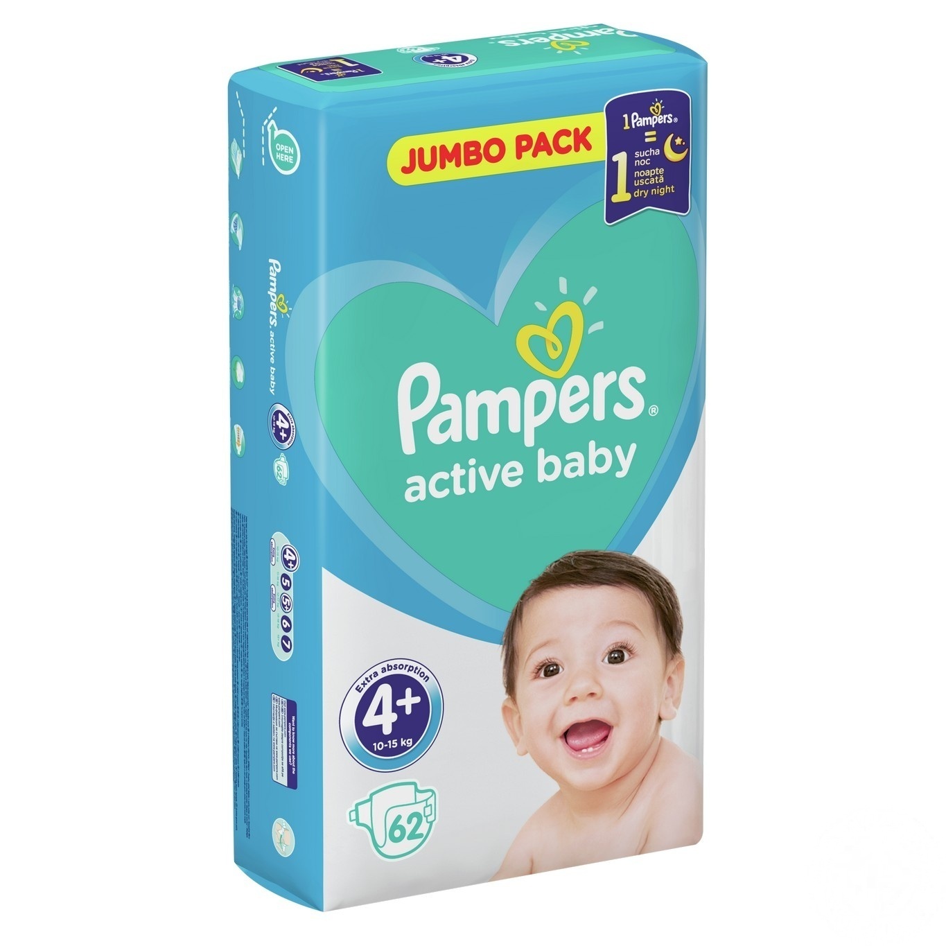 

Подгузники Pampers Jumbo Maxi 4+ 10-15кг 62шт