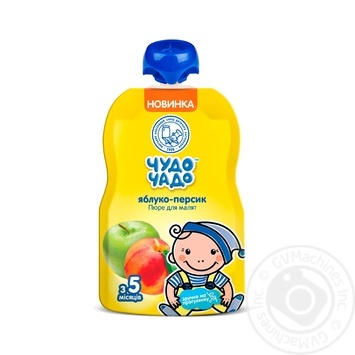 Chudo-chado for children from 5 months apple-peach pure 90g - buy, prices for MegaMarket - photo 1