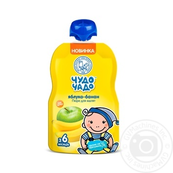 Chudo-chado for children from 5 months sugar free apple-banana pure 90g - buy, prices for MegaMarket - photo 1