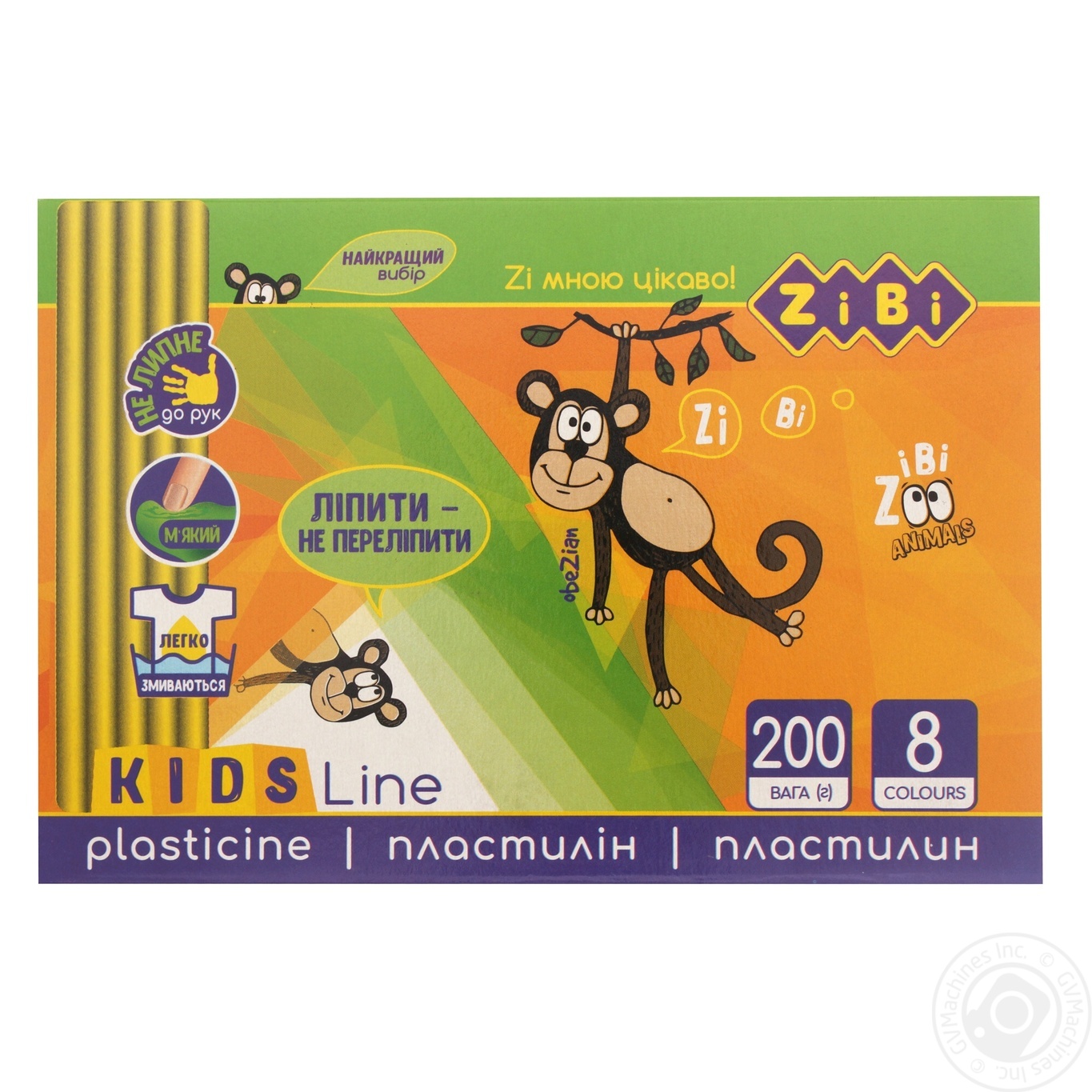 

Пластилін 8 кол. 200г стек арт. ZB.6209