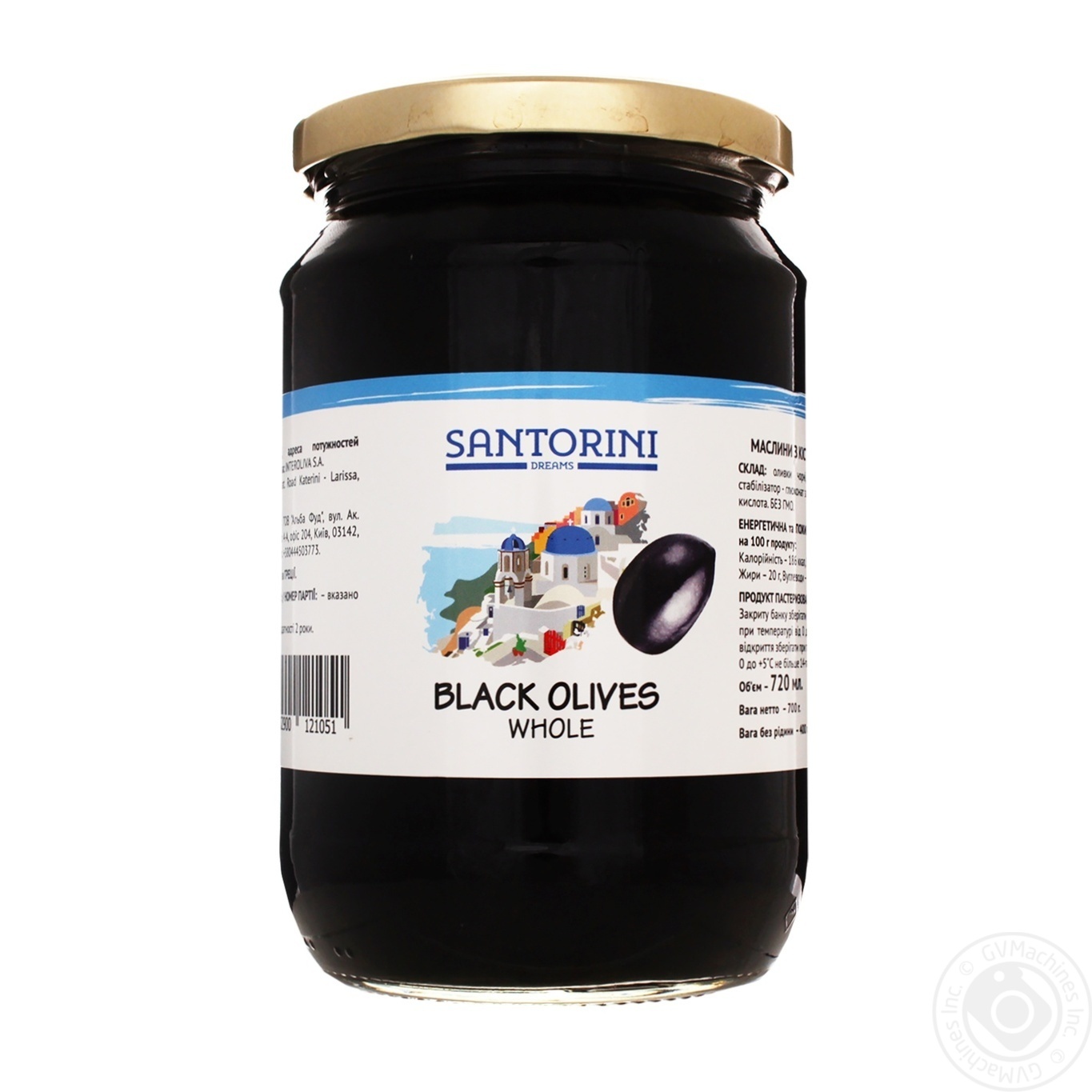 

Маслины Santorini с косточкой 141/160 720мл