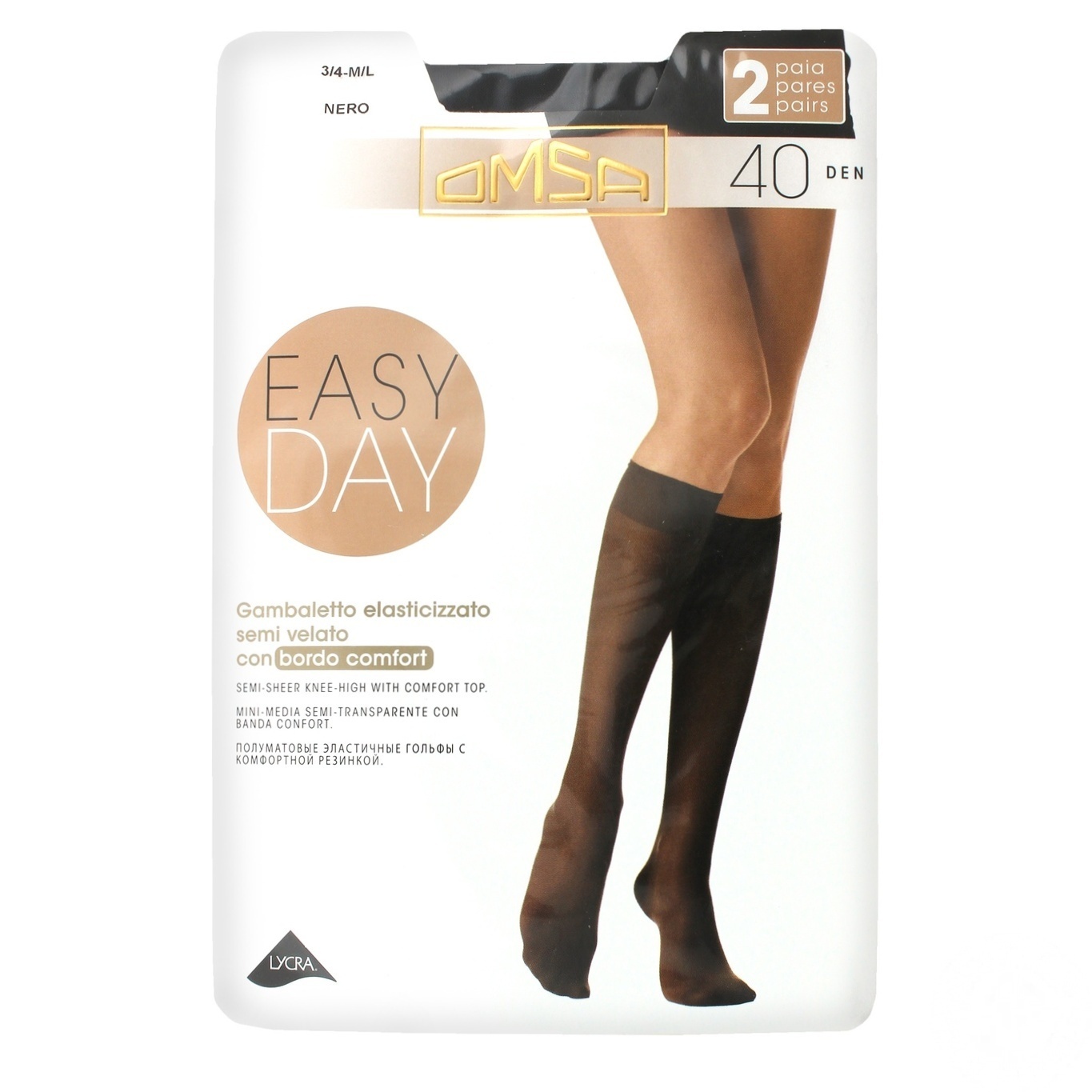

Гольфы Omsa Easy Day nero 40den M/L 2 пары