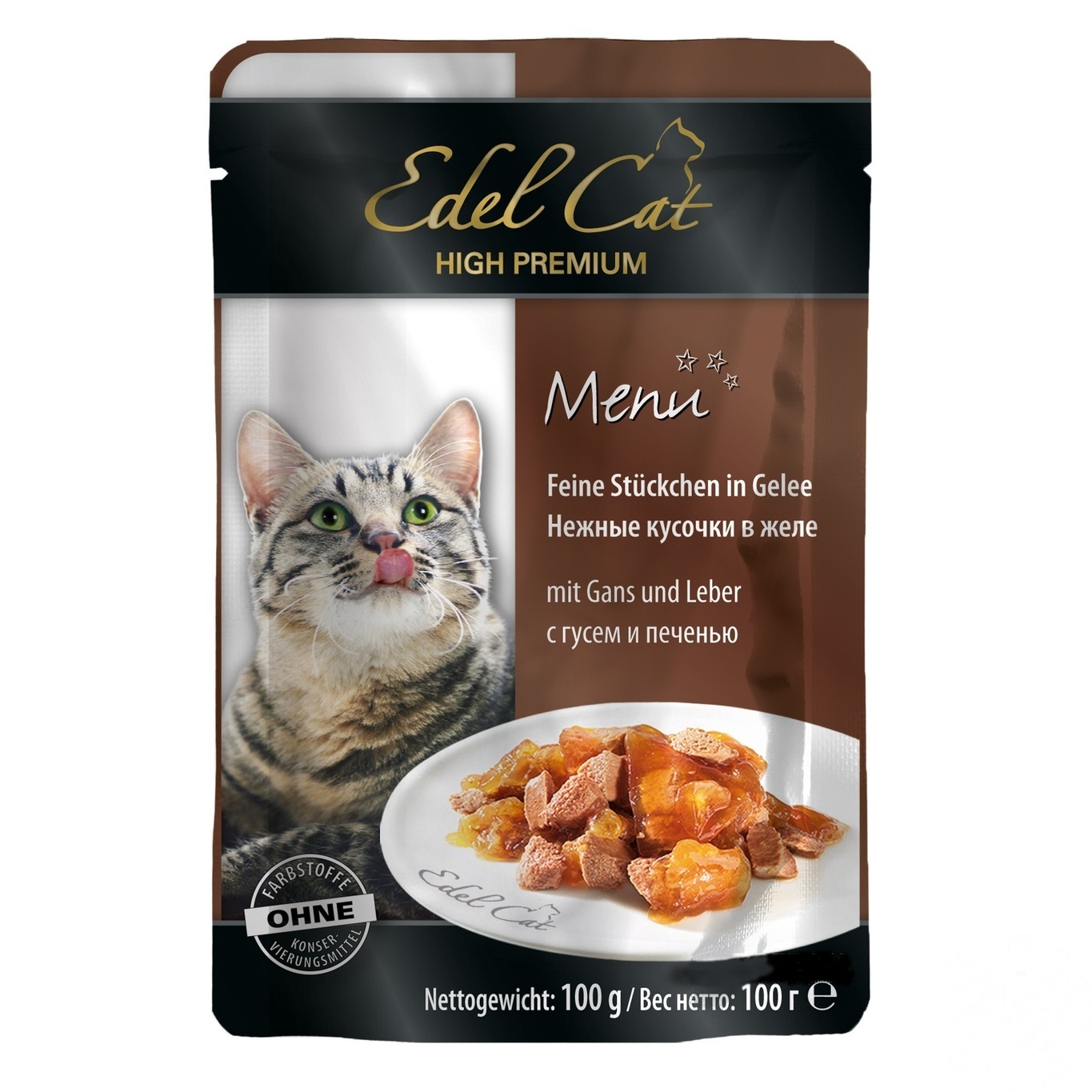 

Корм для котов Edel Cat гусь и печень в желе 100г