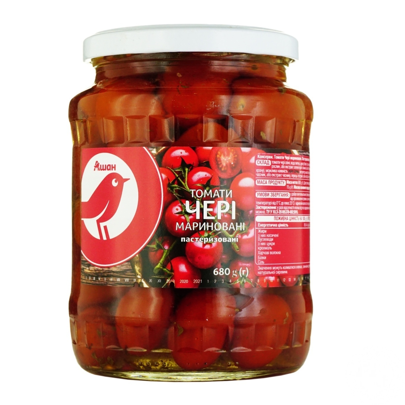 

Томаты Ашан черри маринованные 680г