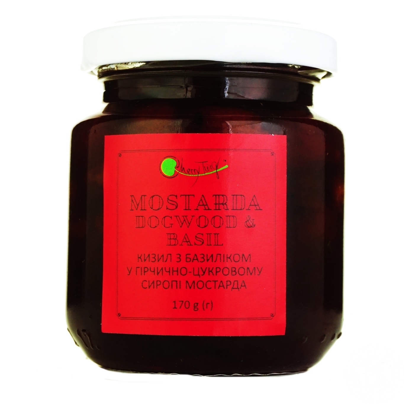 

Мостарда Cherry Twig кизил с базиликом в горчично-сахарном сиропе 170г