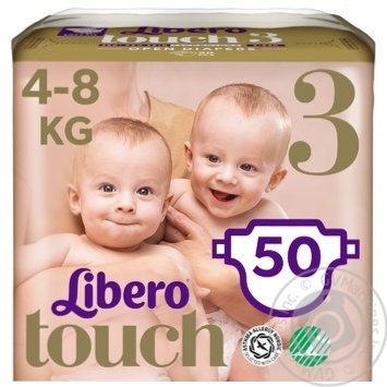 Підгузки Libero Touch для дітей 4-8кг 50шт. - купити, ціни на Auchan - фото 3