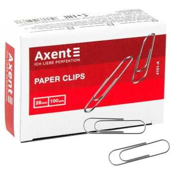 Axent Nickel-Plated Paper Clips 28mm 100pcs - buy, prices for ULTRAMARKET - photo 1