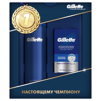 Подарочный набор Gillette гель для бритья Sensitive 200мл + средство после бритья увлажняющее 50мл - купить, цены на ULTRAMARKET - фото 3