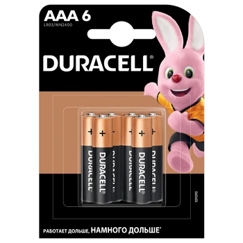 Батарейки Duracell Basic щелочные LR3 AAA 6шт