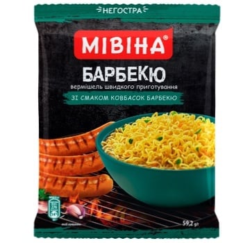 Вермишель МИВИНА® Барбекю со вкусом Колбасок 59,2г - купить, цены на Таврия В - фото 1