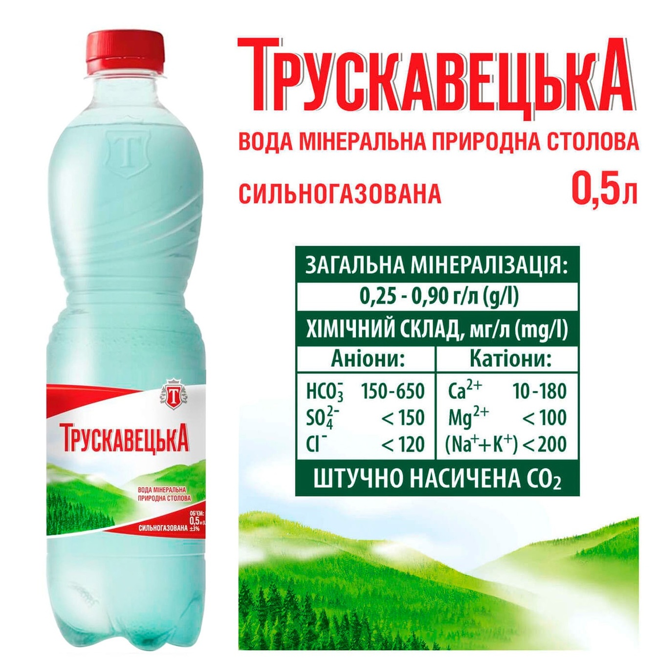 

Вода минеральная Трускавецкая сильногазированная 0,5л