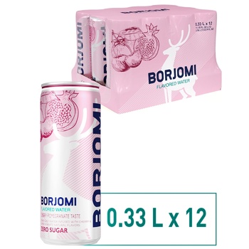Вода Borjomi мінеральна газована зі смаком вишня-гранат 0,33л - купити, ціни на - фото 1