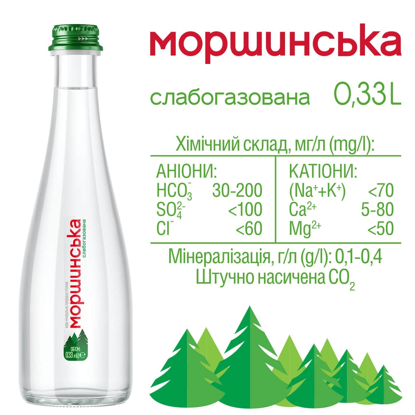

Минеральная вода Моршинская слабогазированная стекло 0,33л