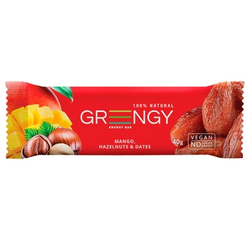 Greengy Bar Mango Hazelnuts Dates 40g - buy, prices for Auchan - photo 1