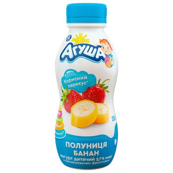 Agusha Strawberry-Banana Yogurt 2.7% 200g - buy, prices for Auchan - photo 1