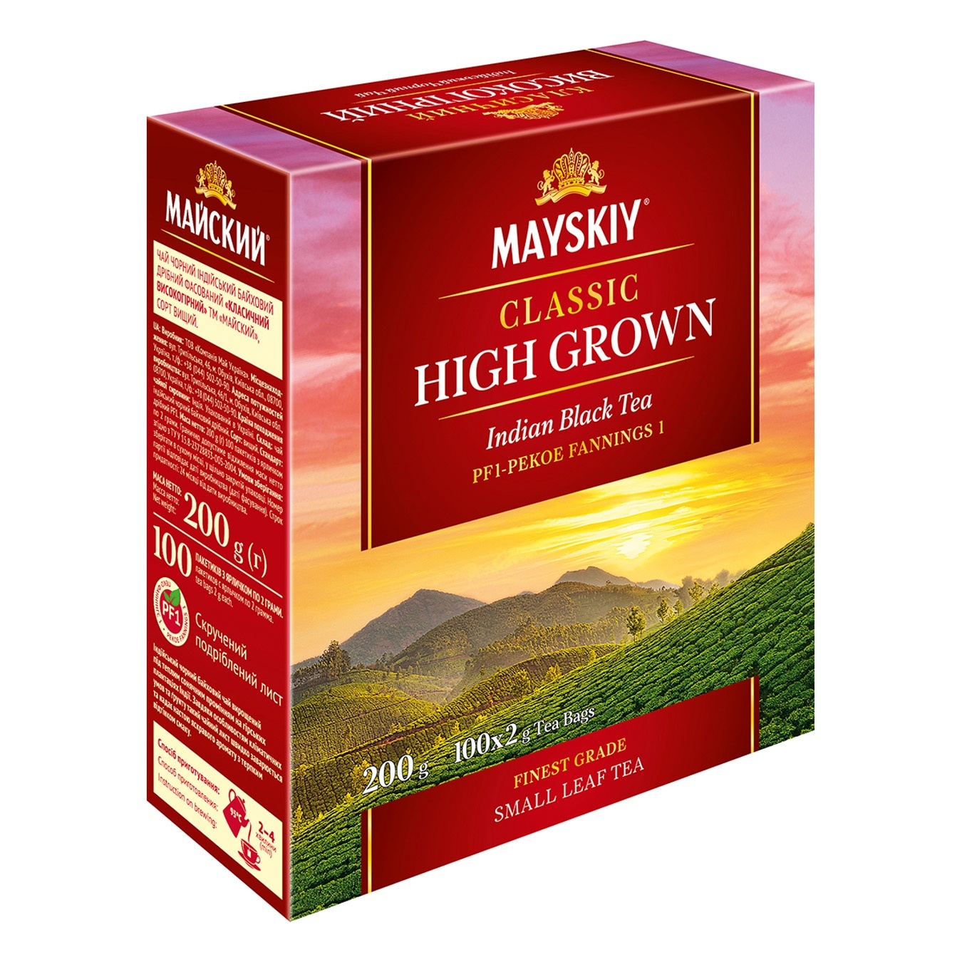 

Чай черный Майский классический высокогорный в пакетиках 100шт*2г