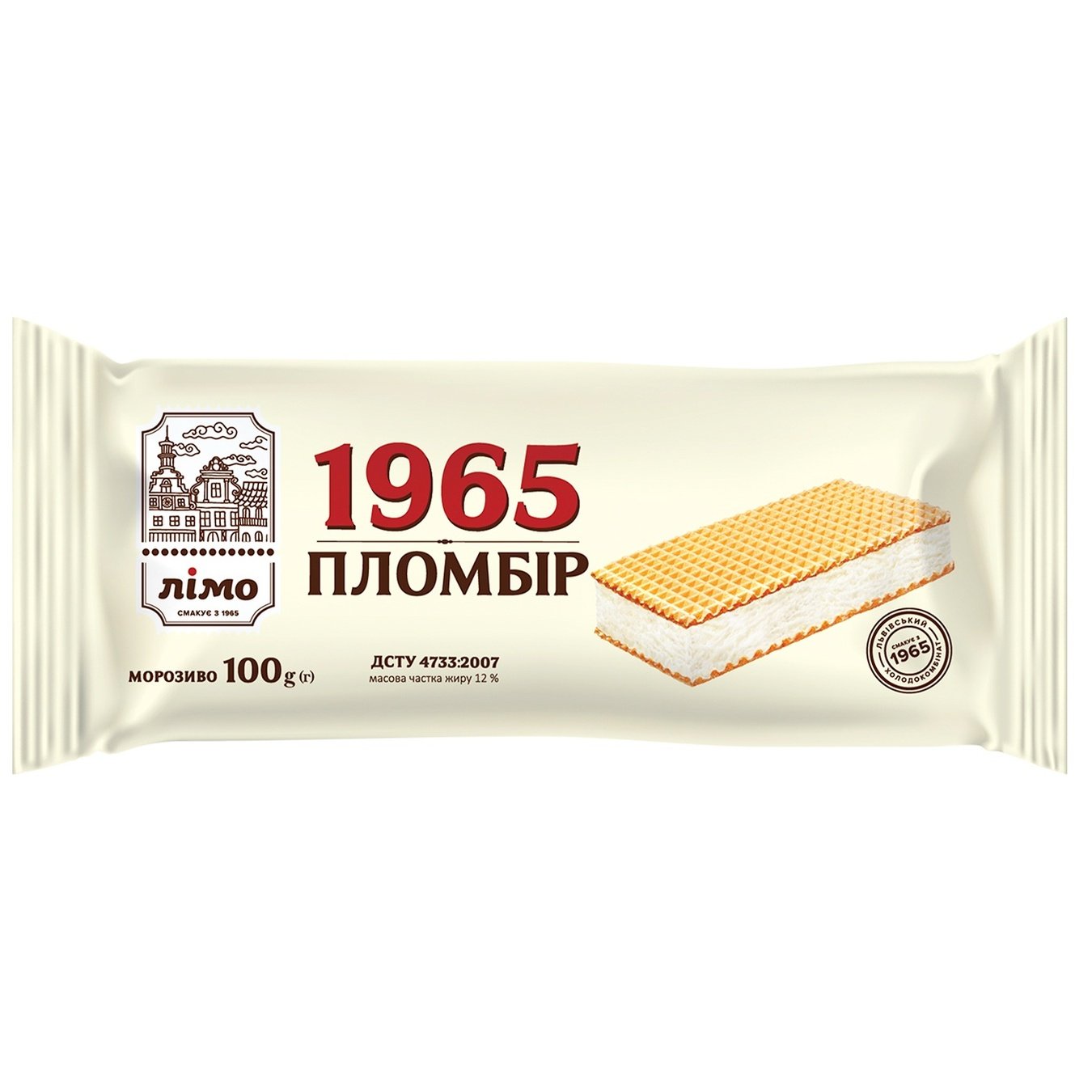 

Мороженое Лимо Пломбир 1965 в вафельных листах 100г