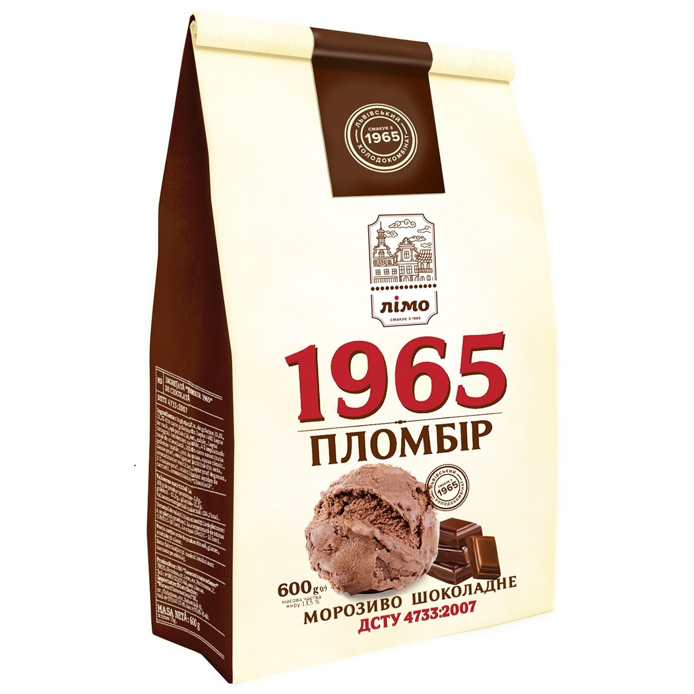 

Мороженое Лимо Пломбир 1965 шоколадный 600г