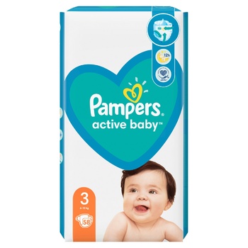 Подгузники Pampers Active Baby размер 3 Midi 6-10кг 58шт - купить, цены на METRO - фото 2