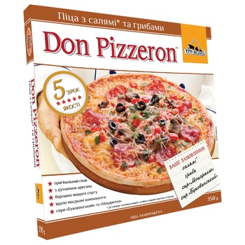 Піца Don Pizzeron Три Ведмедi з салямі та грибами 350г - купити, ціни на Auchan - фото 1