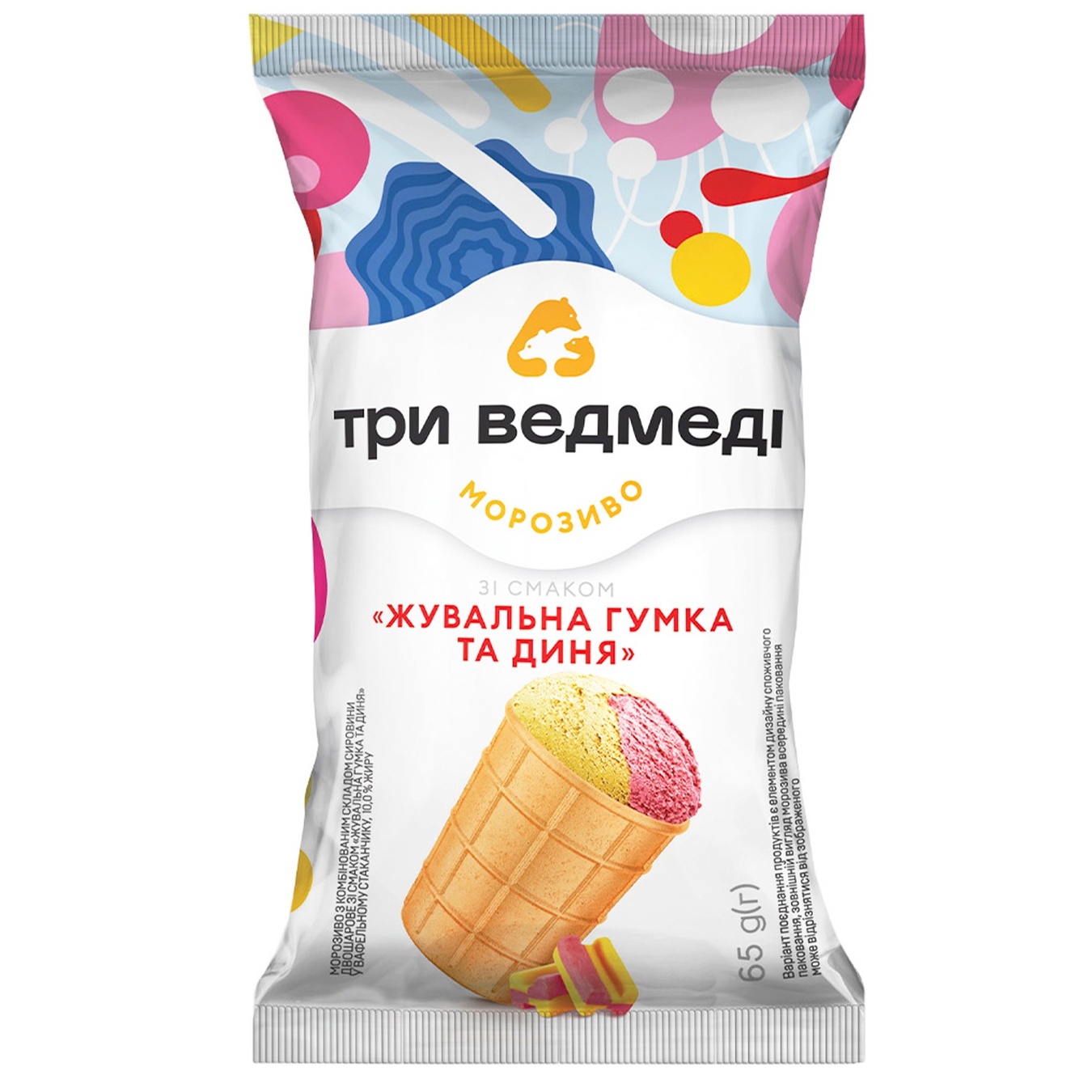 

Мороженое Три Медведя Жевательная резинка и дыня 65г