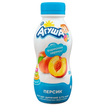 Agusha Peach Yogurt 2.7% 200g - buy, prices for Auchan - photo 1