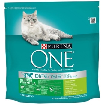 Корм сухой Purina One Indoor Formula с индейкой и цельными злаками для взрослых котов 1,5кг - купить, цены на METRO - фото 1