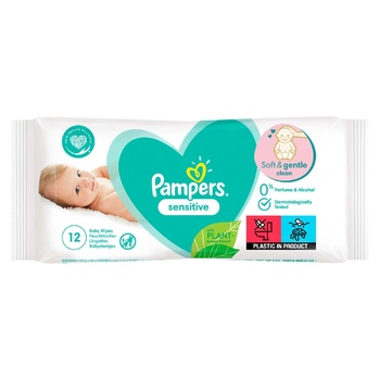 Cерветки Pampers Sensitive 12шт - купити, ціни на МегаМаркет - фото 3