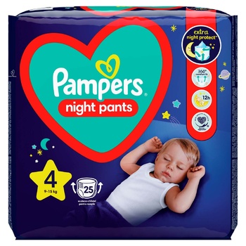 Подгузники-трусики ночные Pampers Night Pants Размер 4 9-15 кг 25шт - купить, цены на - фото 9