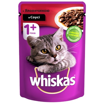 Корм для котов Whiskas с говядиной в соусе 100г - купить, цены на ЕКО Маркет - фото 1