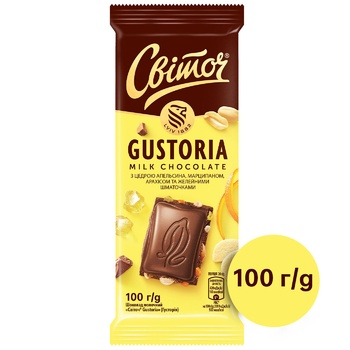 SVITOCH® Gustoria Milk Chocolate with Orange Peel, Marzipan, Peanut and Jelly Pieces 100g - buy, prices for Auchan - photo 2