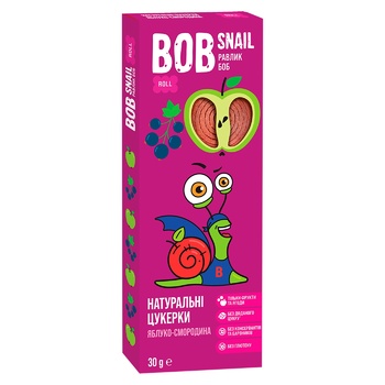 Конфета Bob Snail Яблочно-смородиновая страйп 14г - купить, цены на Auchan - фото 1