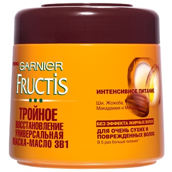 Маска-масло Garnier Fructis Потрійне Відновлення 300мл - купити, ціни на МегаМаркет - фото 1