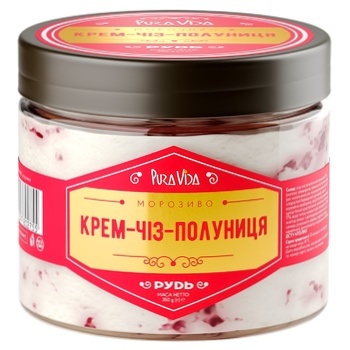 Морозиво Рудь Pura Vida Крем-Чіз-Полуниця 350г - купити, ціни на Auchan - фото 1