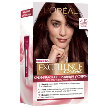 Крем-фарба для волосся L'Oreal Excellence Creme 4.15 Морозний шоколад - купити, ціни на Auchan - фото 1