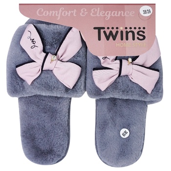 Twins Home style Bunt Slippers for Women's Pink-gray Size 36-40 - buy, prices for NOVUS - photo 1