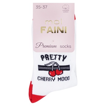 Шкарпетки Moi Faini Cherry жіночі білі розмір 35-37 Шкарпетки Moi Faini Cherry жіночі білі розмір 35-37 - купити, ціни на - фото 2