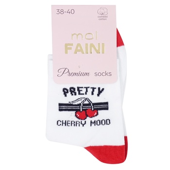 Moi Faini Cherry Women's White Socks Size 38-40 - buy, prices for - photo 2