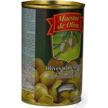 Оливки Maestro de Oliva із сьомгою 300г x12 купить, цены на МегаМаркет - фото 2