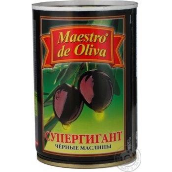Маслины Maestro de Oliva Супергигант с/к ж/б 425г купить, цены на МегаМаркет - фото 1