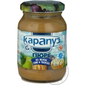Fruit puree Karapuz apples plums and cottage cheese for 4+ month babies 200g - buy, prices for MegaMarket - photo 1
