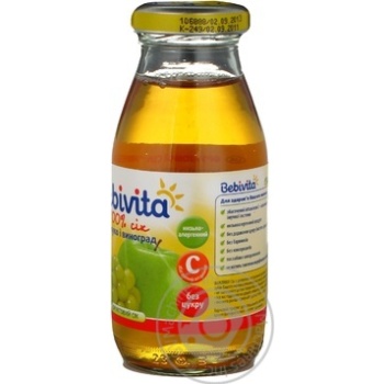 Sugar-free low-allergenic juice Bebivita apple and grapes enriched with vitamin C for children from 6+ months glass bottle 200ml Russia - buy, prices for NOVUS - photo 6