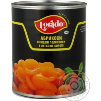 Apricots halves in light syrup Lorado 820g China