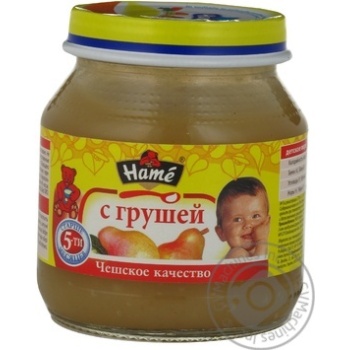 Пюре фруктовое Хаме Груша для детей с 5 месяцев стеклянная банка 125г Чехия купить, цены на МегаМаркет - фото 1