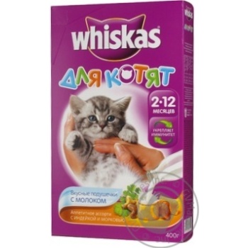 Корм для котів сухий Whiskas Смачні Подушечки Молоко 400г - купить, цены на - фото 5