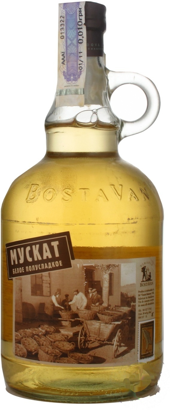 

Вино Bostavan Мускат белое полусладкое 12% 1л